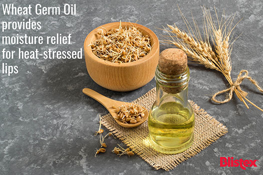 Wheat germ oil provides moisture relief for heat stressed lips